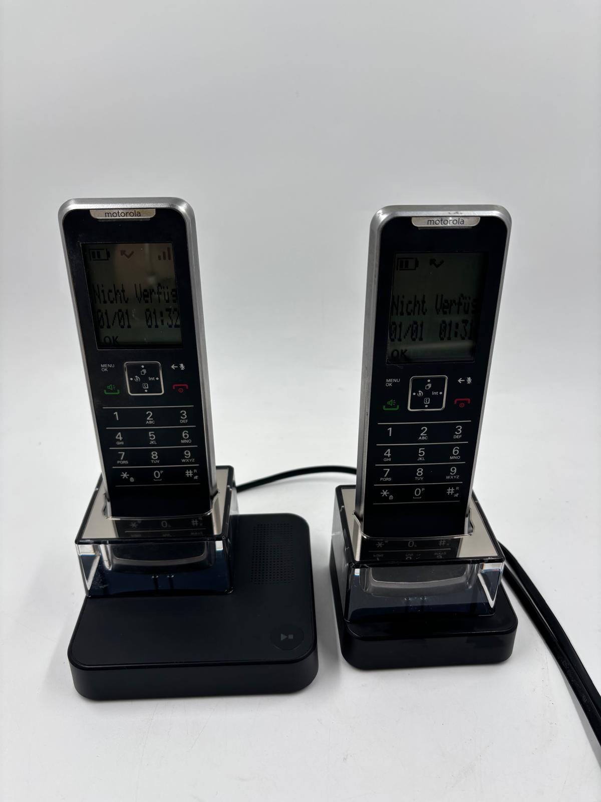 Vintage Schnurlostelefon IT.6.2TX von Motorola mit Anrufbeantworter und 2 Mobilteilen