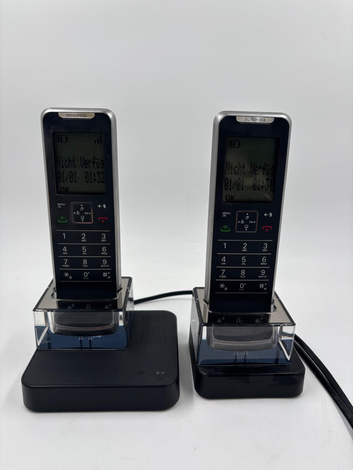 Vintage Schnurlostelefon IT.6.2TX von Motorola mit Anrufbeantworter und 2 Mobilteilen