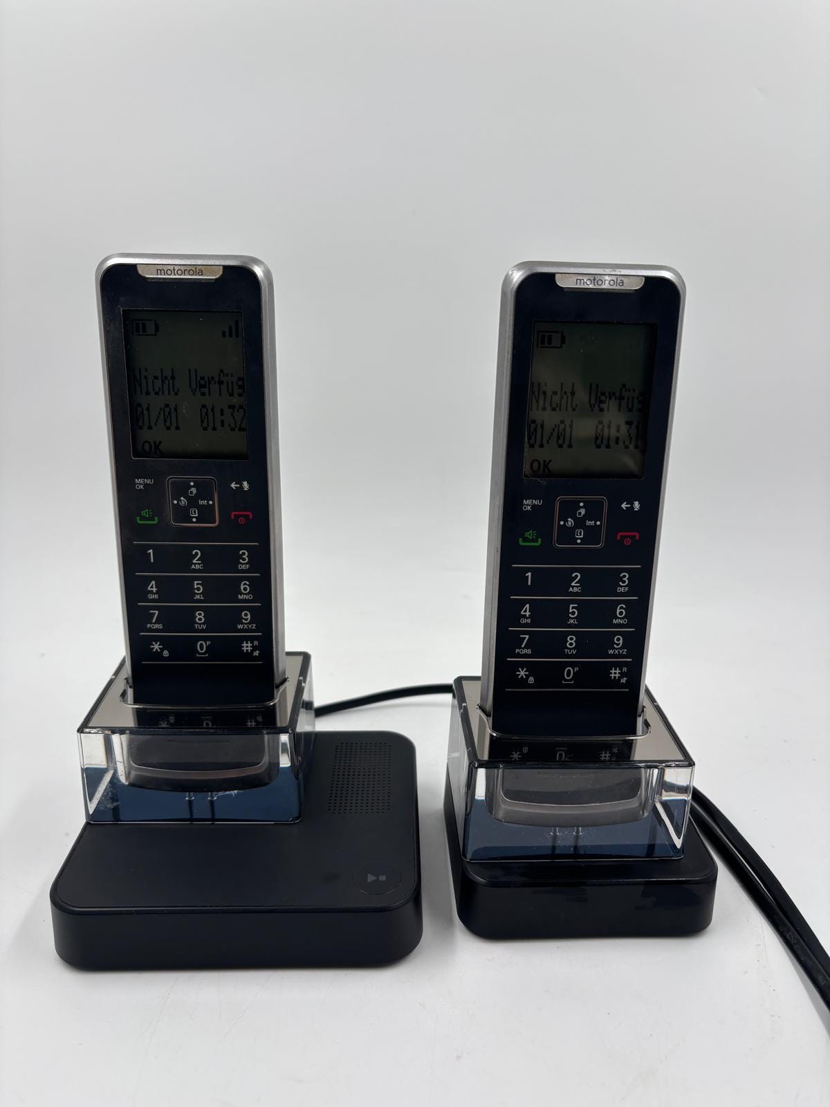 Vintage Schnurlostelefon IT.6.2TX von Motorola mit Anrufbeantworter und 2 Mobilteilen