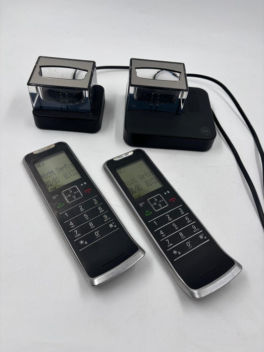 Vintage Schnurlostelefon IT.6.2TX von Motorola mit Anrufbeantworter und 2 Mobilteilen