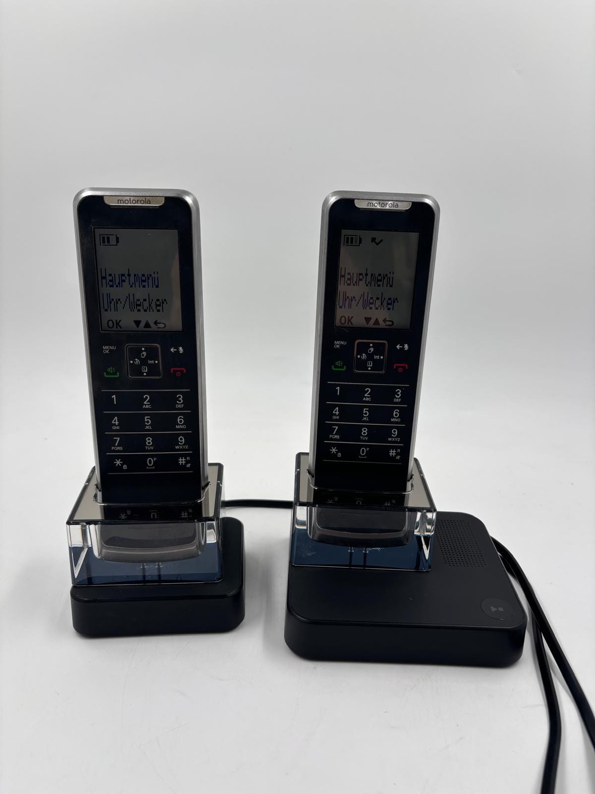 Vintage Schnurlostelefon IT.6.2TX von Motorola mit Anrufbeantworter und 2 Mobilteilen