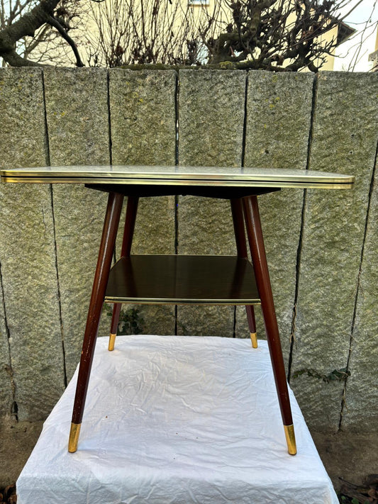 Vintage Beistelltisch Nierentisch drehbare Platte weiß Marmor-Optik von unbekannt