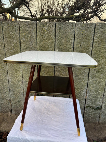 Vintage Beistelltisch Nierentisch drehbare Platte weiß Marmor-Optik von unbekannt