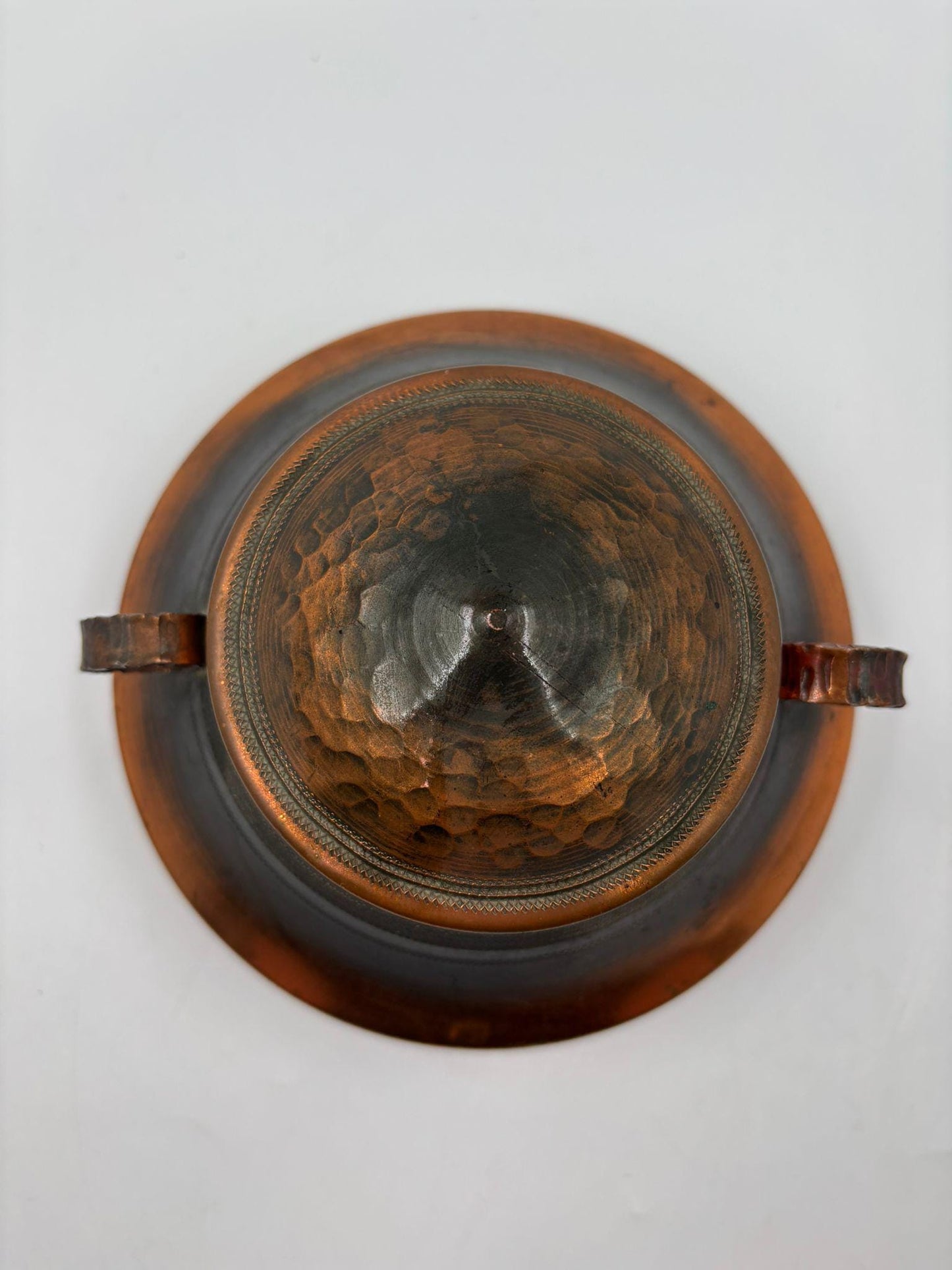 Vintage Schale mit Deckel Kupfer Patina von Pre-Loved