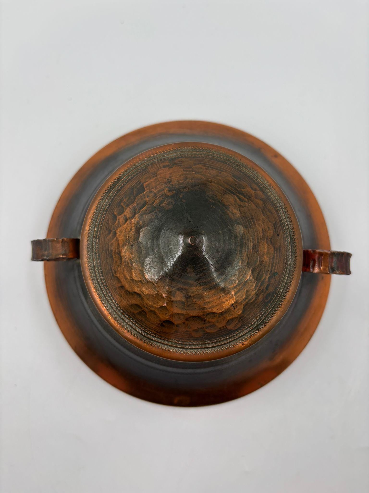 Vintage Schale mit Deckel Kupfer Patina von Pre-Loved