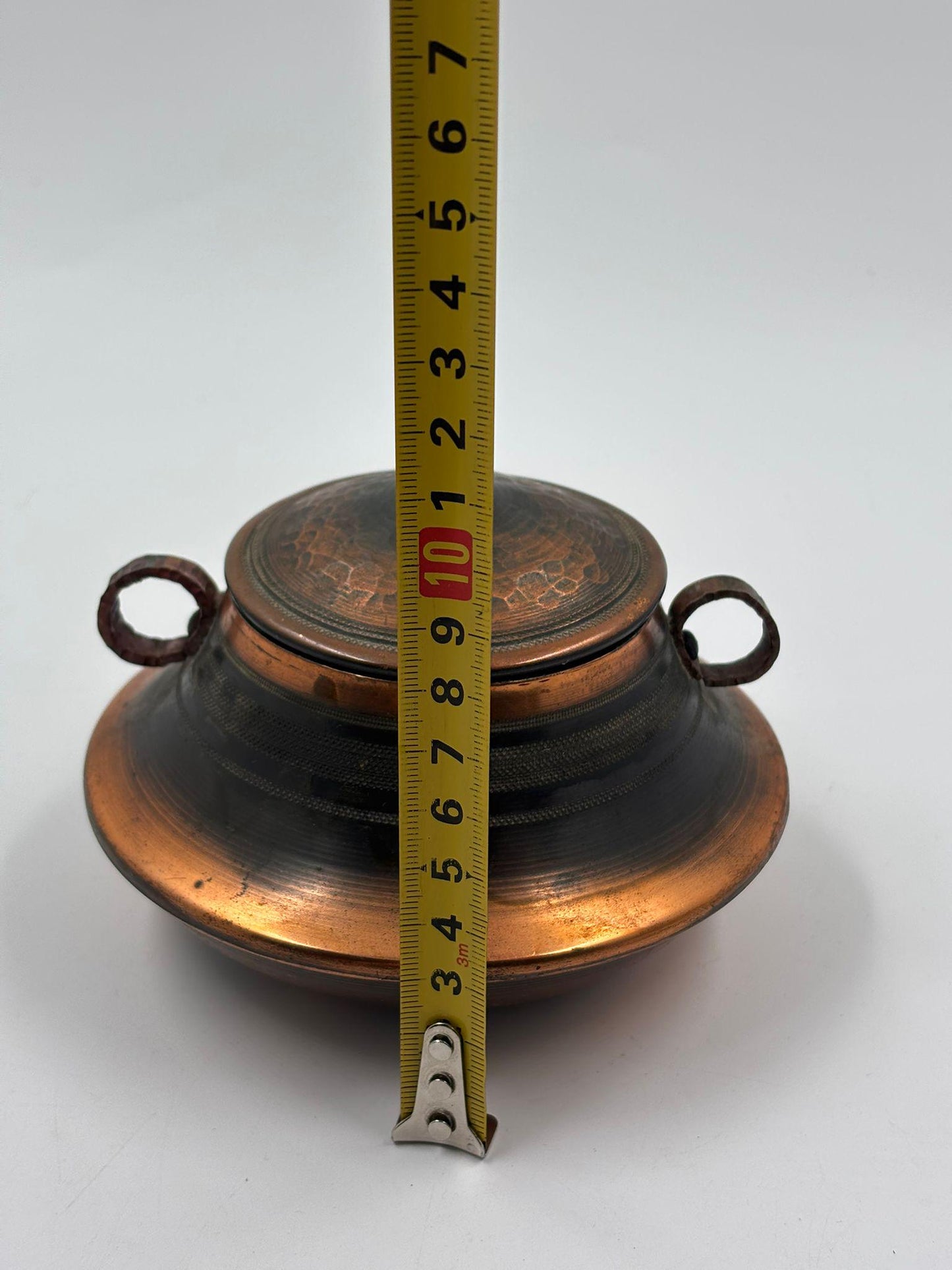 Vintage Schale mit Deckel Kupfer Patina von Pre-Loved