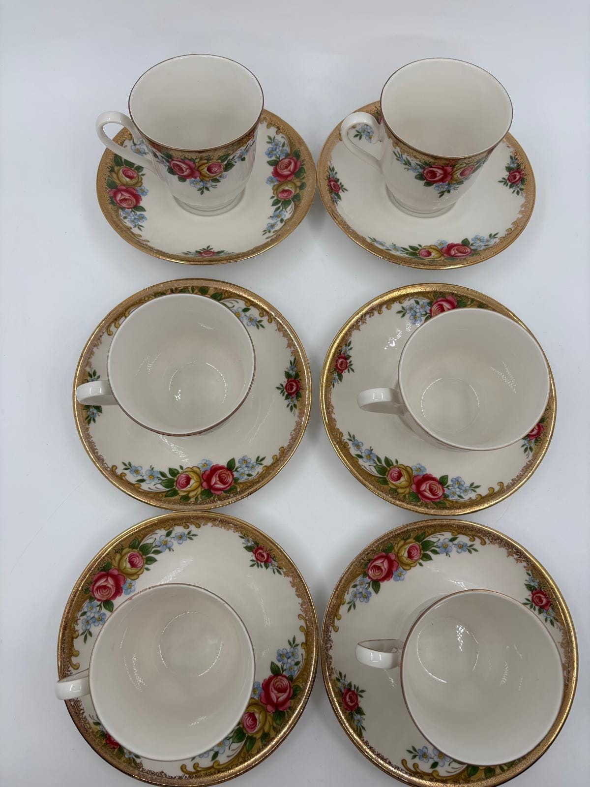 Vintage Kaffeeservice Set von 6 von Winterling mit Rosen und Golddekor