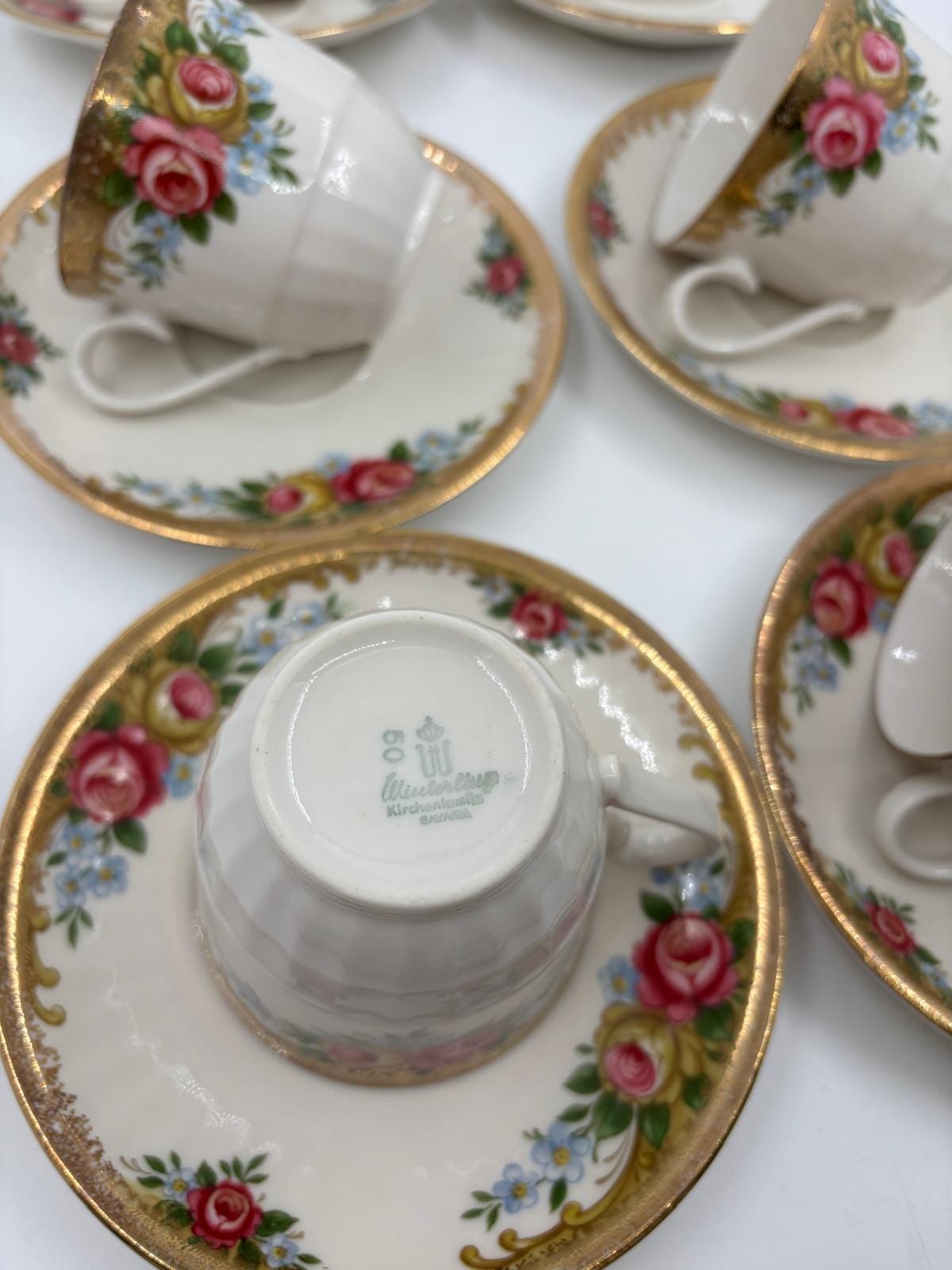 Vintage Kaffeeservice Set von 6 von Winterling mit Rosen und Golddekor
