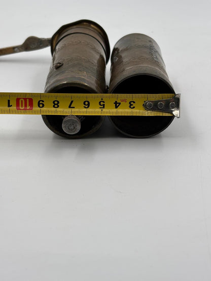 Vintage Kaffeemühle osmanisch Messing mit Mond und Stern stark gebraucht