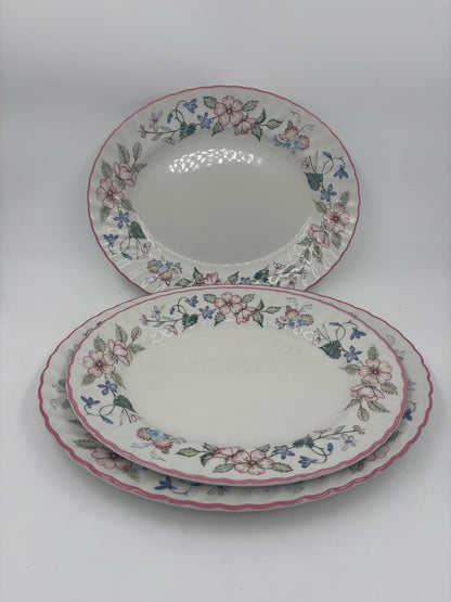 Vintage Teller Set von 3 von Wood und Sons England mit Blumenmuster