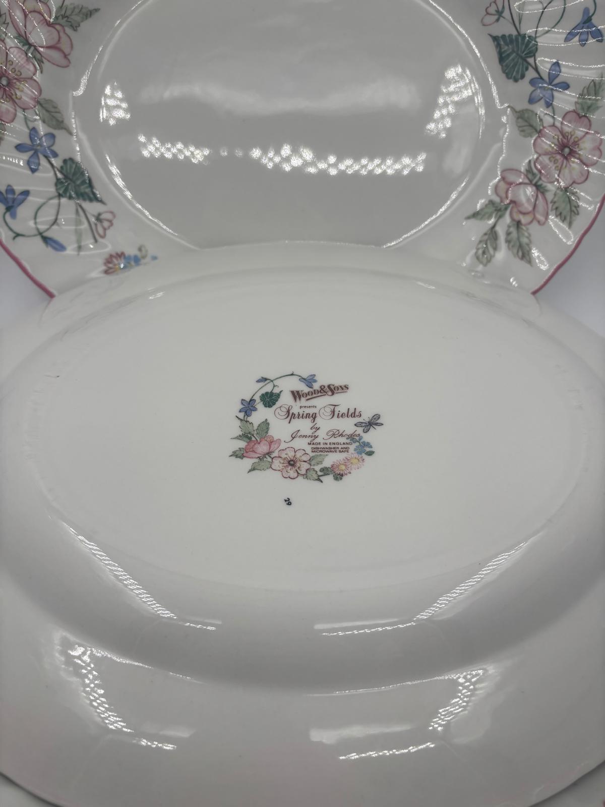 Vintage Teller Set von 3 von Wood und Sons England mit Blumenmuster