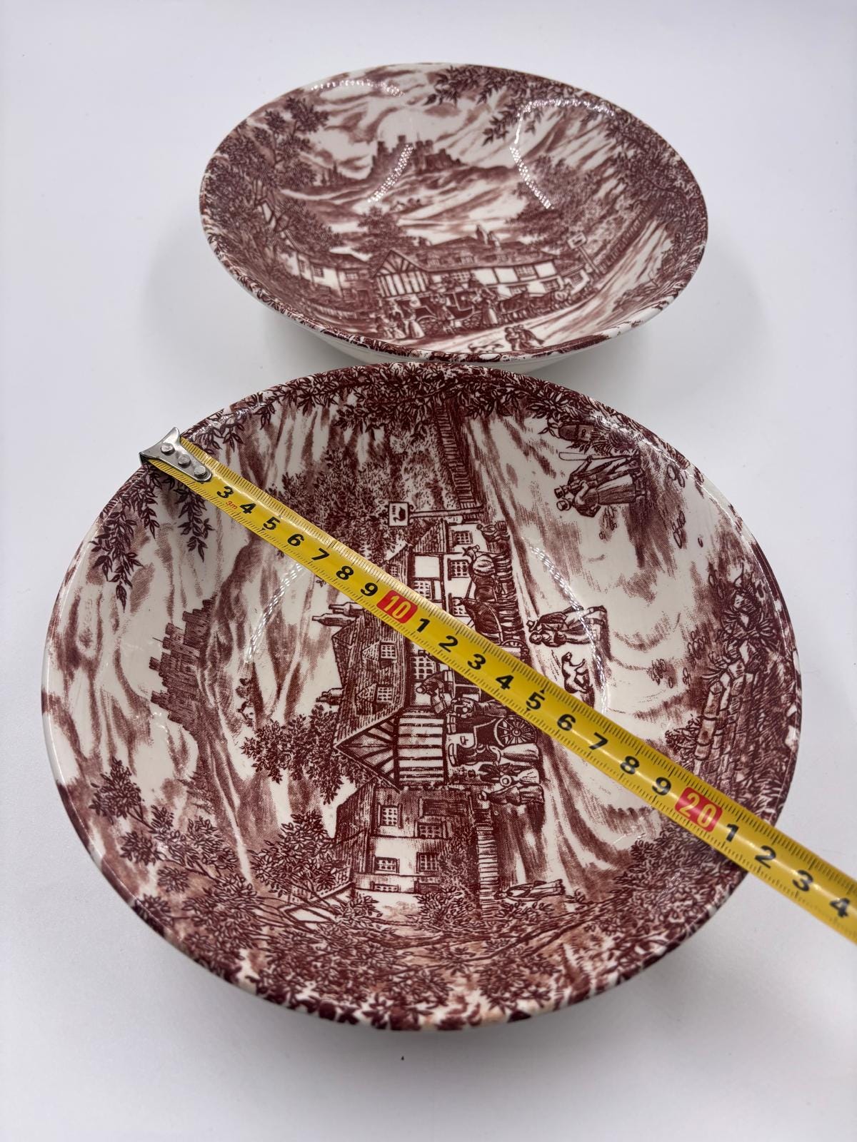 Vintage Schüssel Set von 2 Est. 1847 von Broadhurst Staffordshire braune Transferware