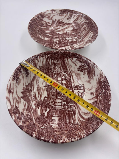 Vintage Schüssel Set von 2 Est. 1847 von Broadhurst Staffordshire braune Transferware