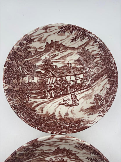 Vintage Schüssel Set von 2 Est. 1847 von Broadhurst Staffordshire braune Transferware