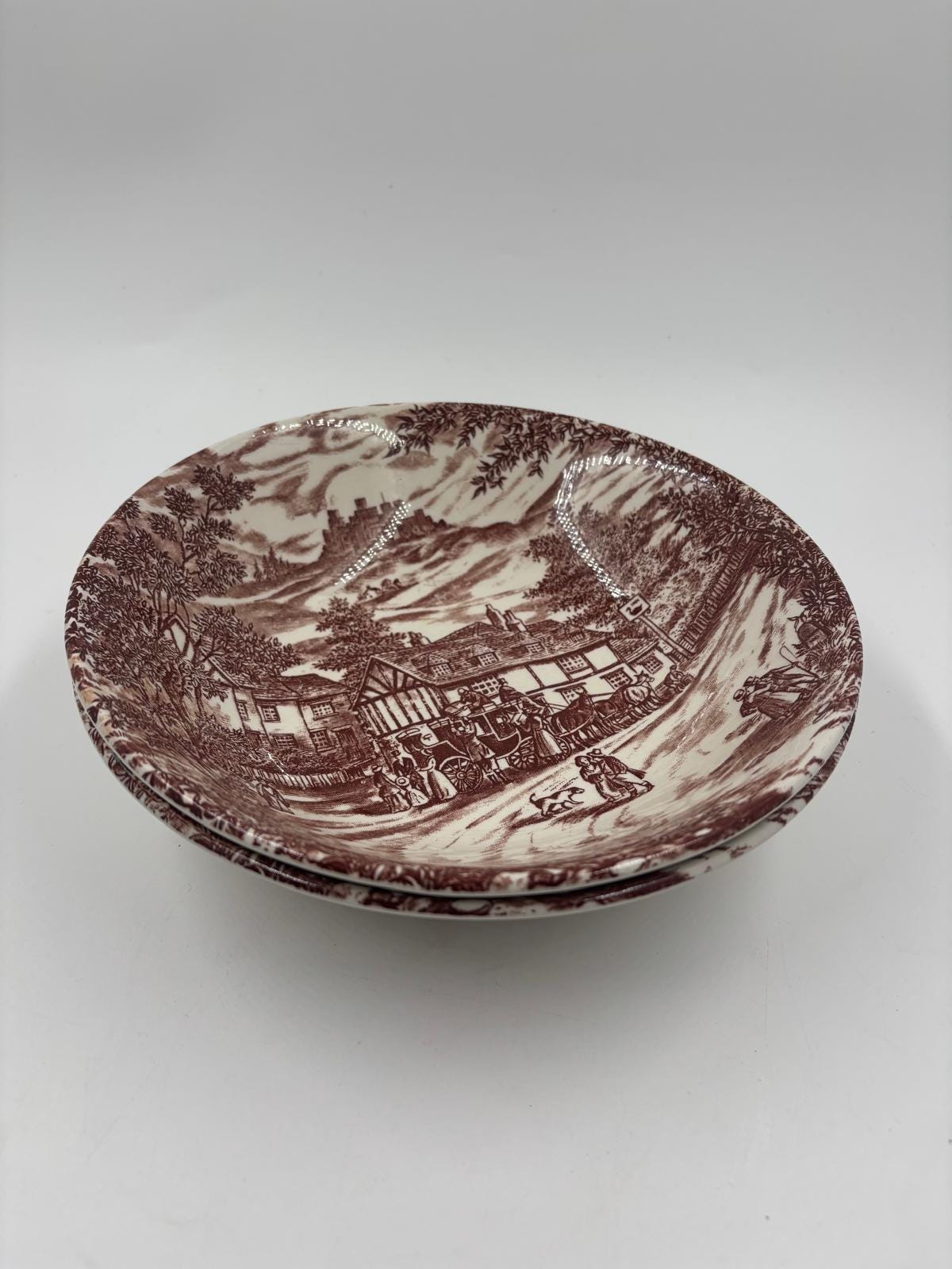 Vintage Schüssel Set von 2 Est. 1847 von Broadhurst Staffordshire braune Transferware