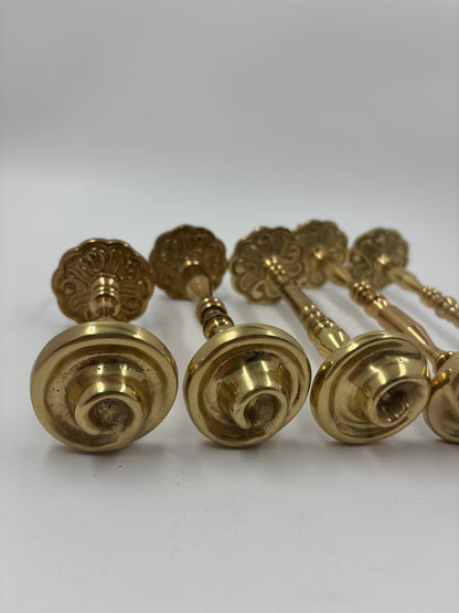 Vintage Raffhalter Set von 5 für Vorhang Gardine goldfarben Metall mit Rosetten und Schrauben