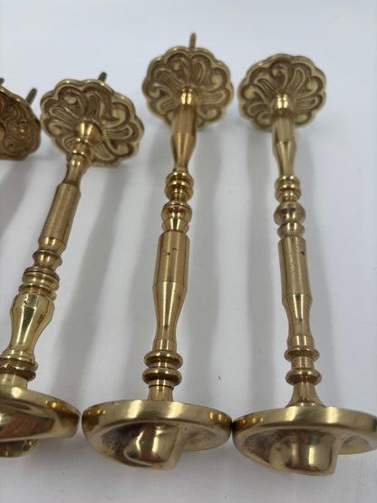 Vintage Raffhalter Set von 5 für Vorhang Gardine goldfarben Metall mit Rosetten und Schrauben