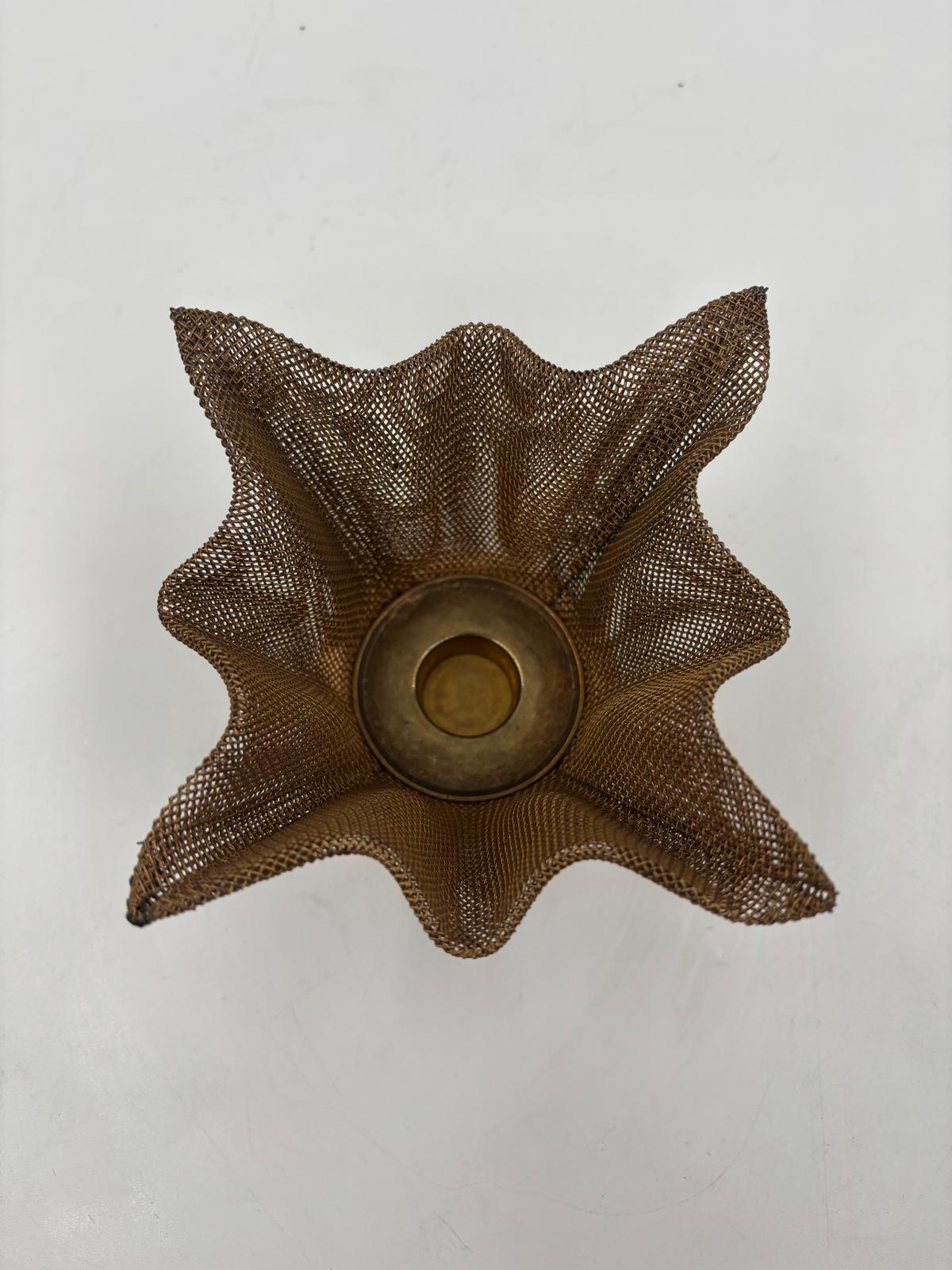 Vintage Kerzenhalter Metall-Mesh Holz