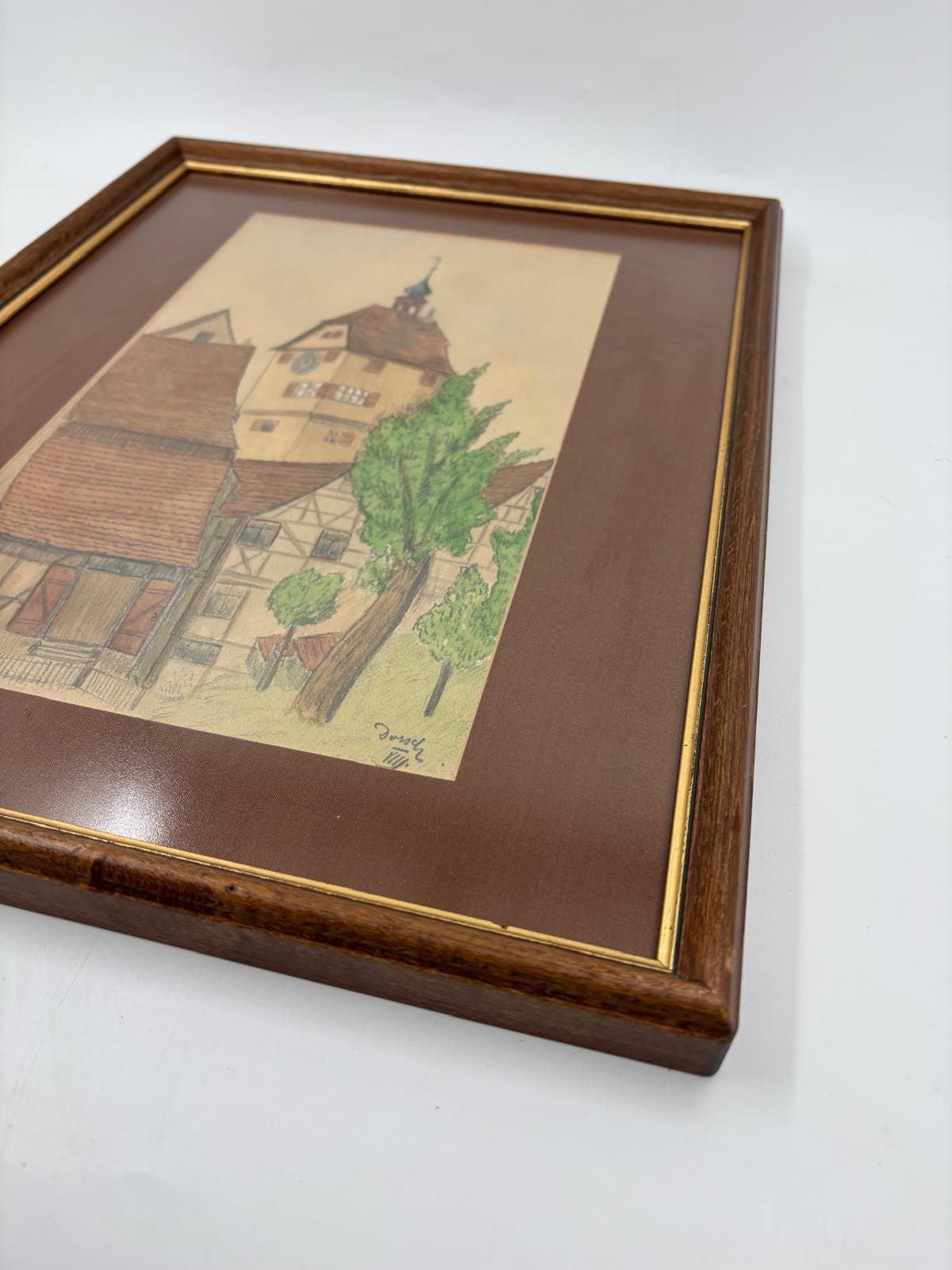 Vintage Bild Altstadt-Motiv im Holzrahmen ca. 40 x 30 cm