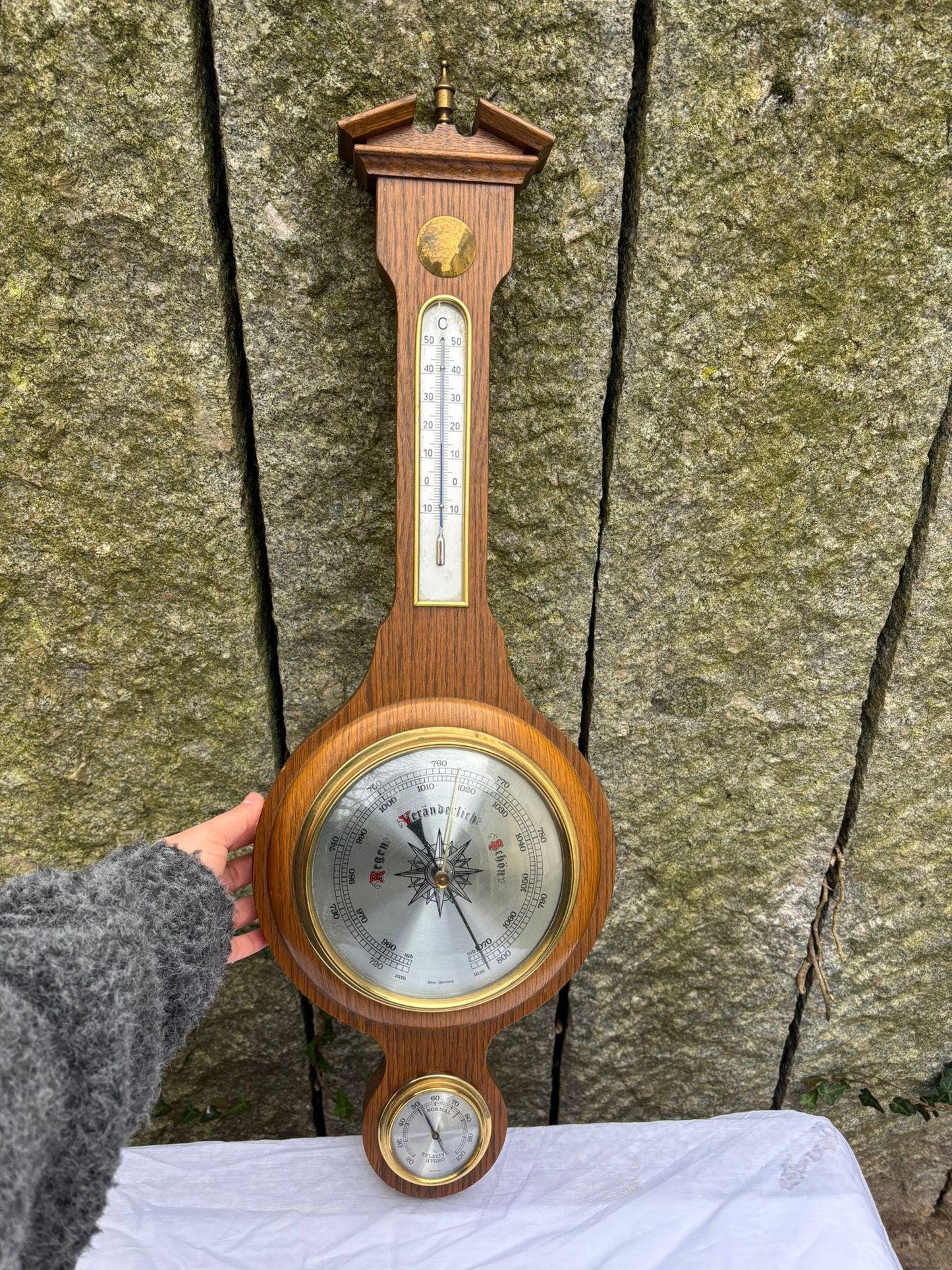 Vintage Wetterstation Banjo Wandbarometer von unbekannt für unbekannt