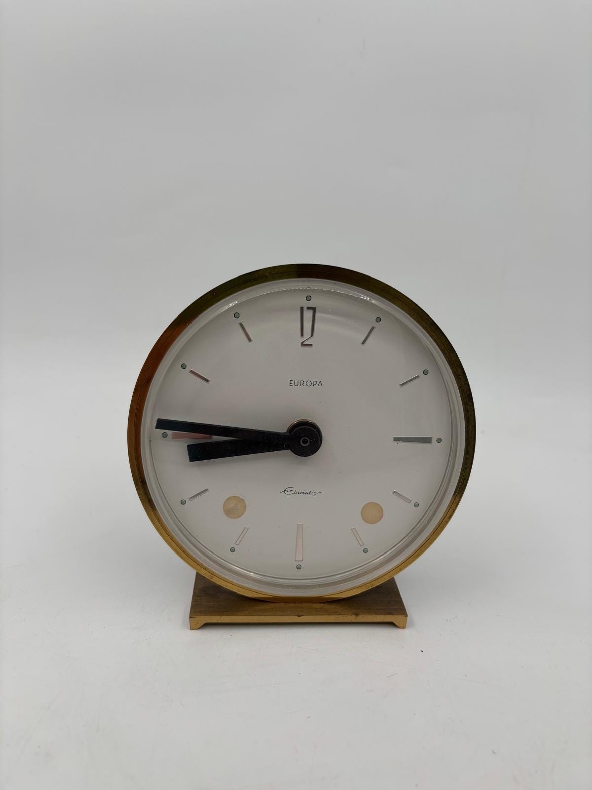 Vintage Tischuhr Europa Clomatic von Clomatic funktionstüchtig Messinggehäuse