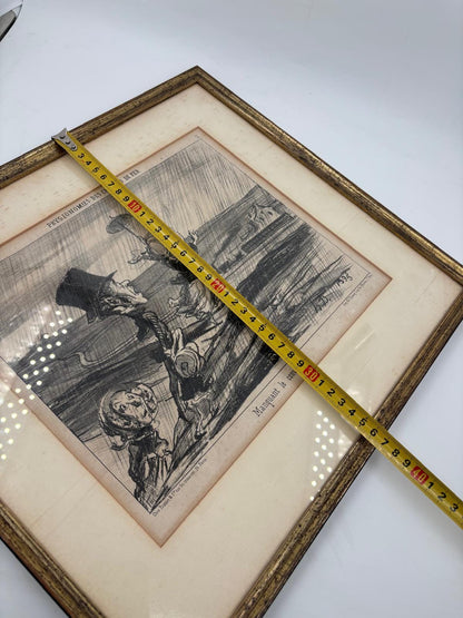 Vintage Wanddekoration Lithographie Regnault en panne von Honoré Daumier