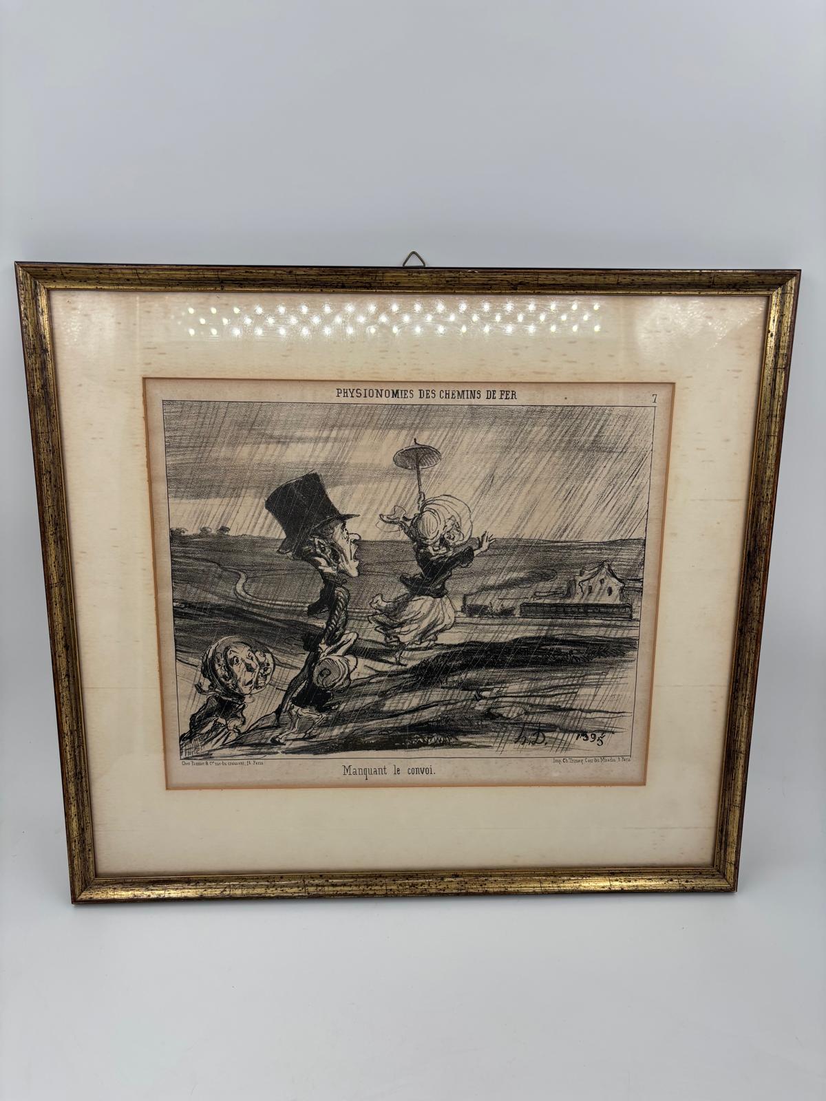 Vintage Wanddekoration Lithographie Regnault en panne von Honoré Daumier
