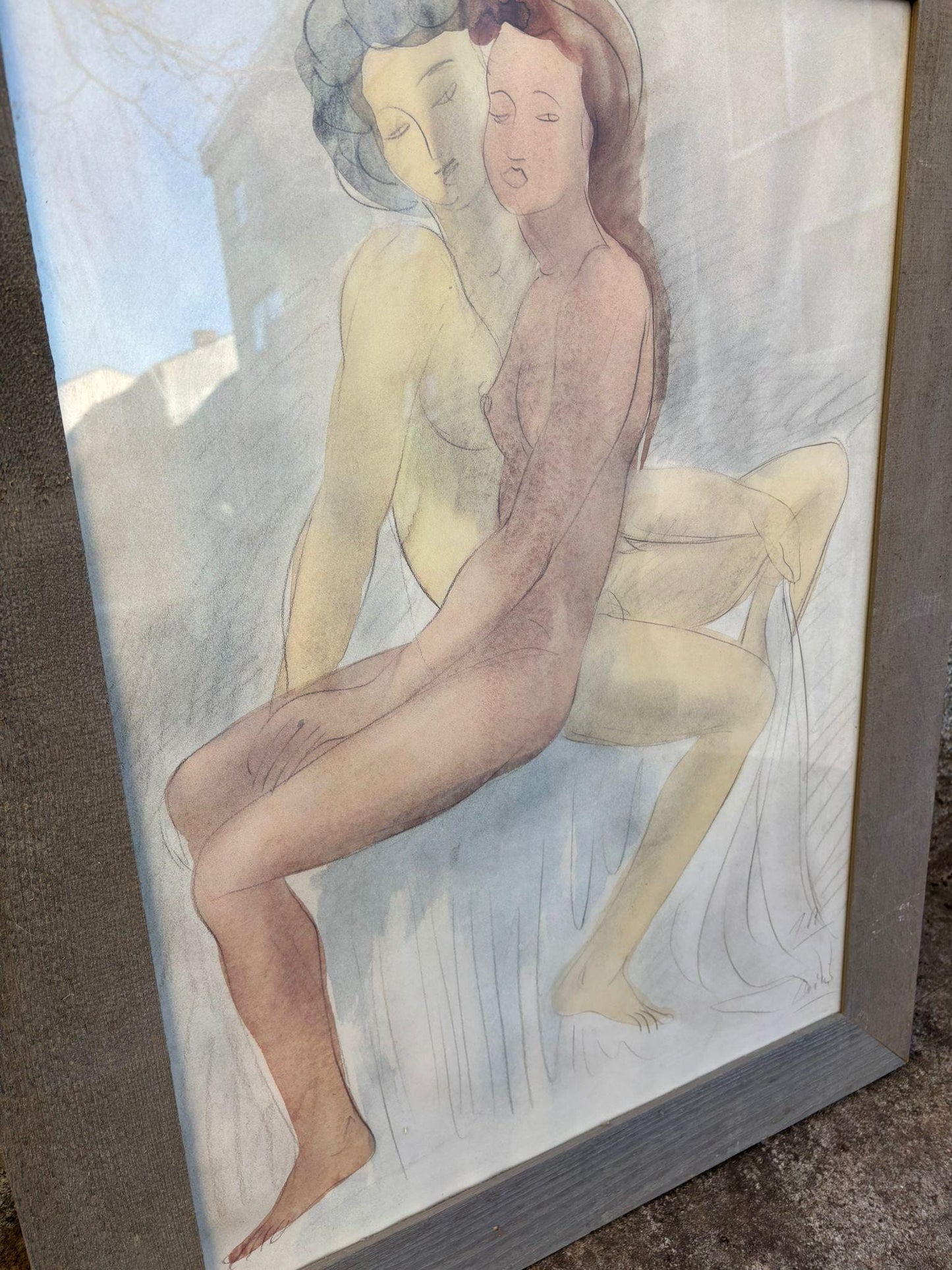 Vintage Wanddekoration Zwei weibliche Akte von Auguste Rodin