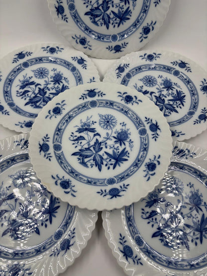 Vintage Kuchenteller Set von 6 von Kaiser Dresden Zwiebelmuster blau-weiß