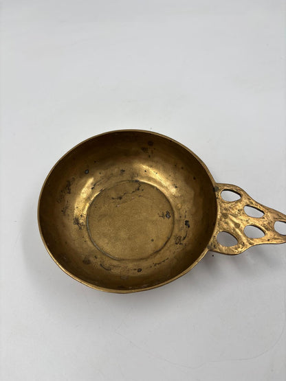 Vintage Schale Messing mit Griff und Lochmuster