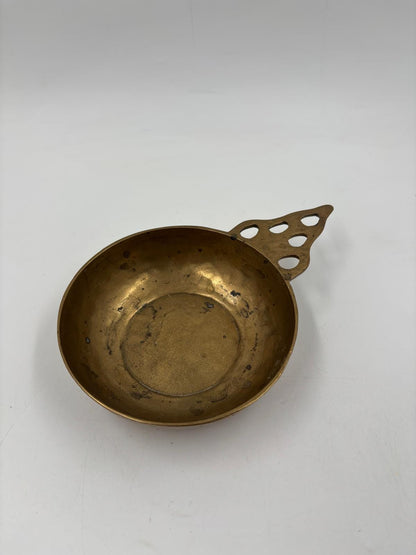 Vintage Schale Messing mit Griff und Lochmuster