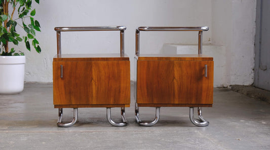 Vintage Nachttisch Set von 2 in dunkelbraun