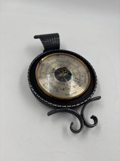 Vintage Wandbarometer Baromaster von Baromaster mit Schmiedeeisen-Halterung