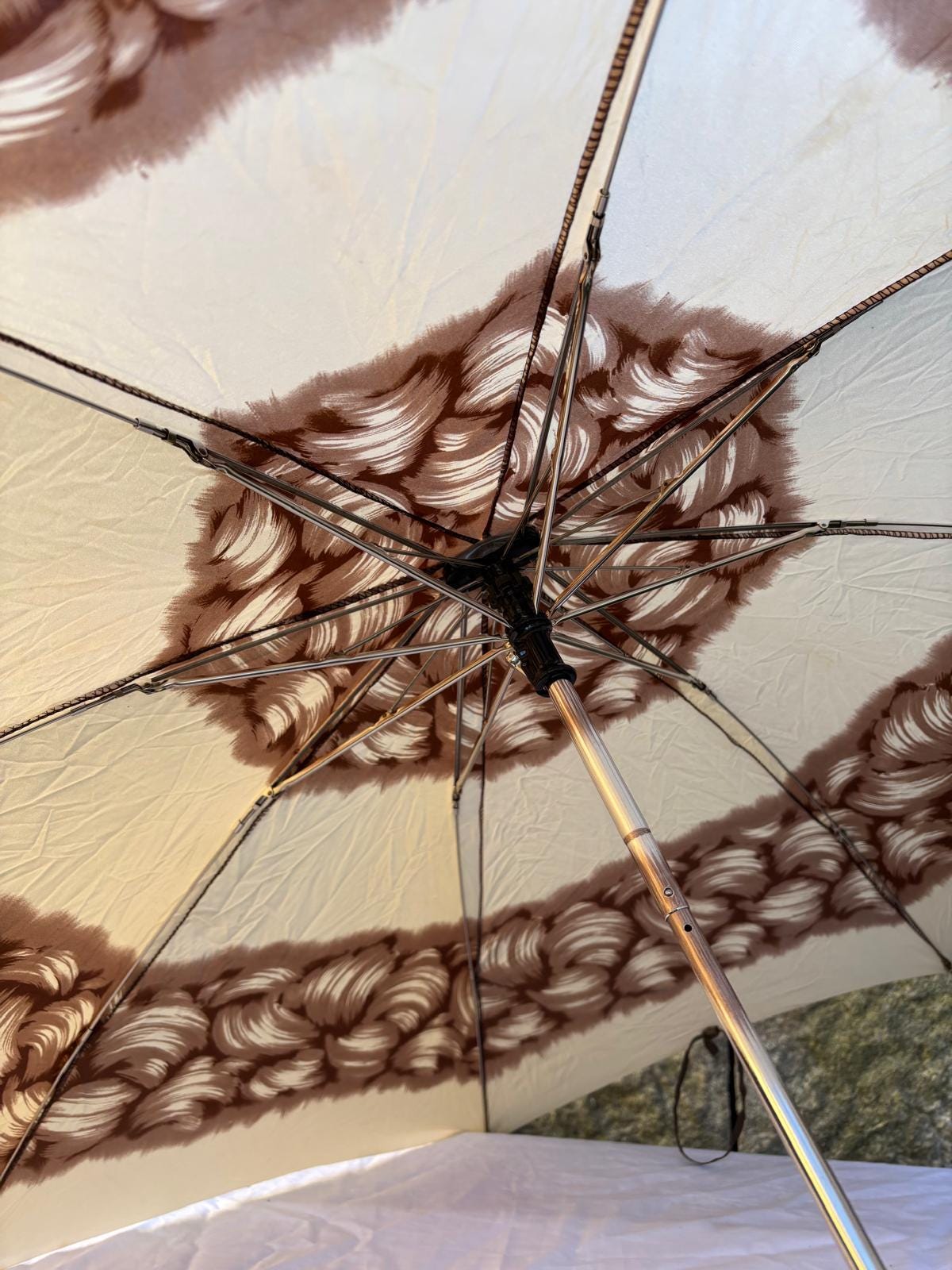 Vintage Taschenschirm Mini Boy von Knirps creme braun Damen gut erhalten