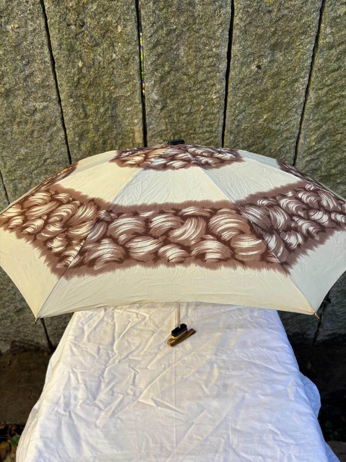 Vintage Taschenschirm Mini Boy von Knirps creme braun Damen gut erhalten