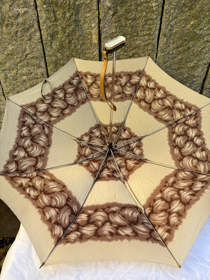 Vintage Taschenschirm Mini Boy von Knirps creme braun Damen gut erhalten