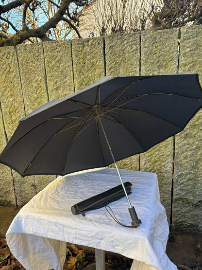 Vintage Sonnenschirm von Knirps schwarz mit Kunstlederhülle