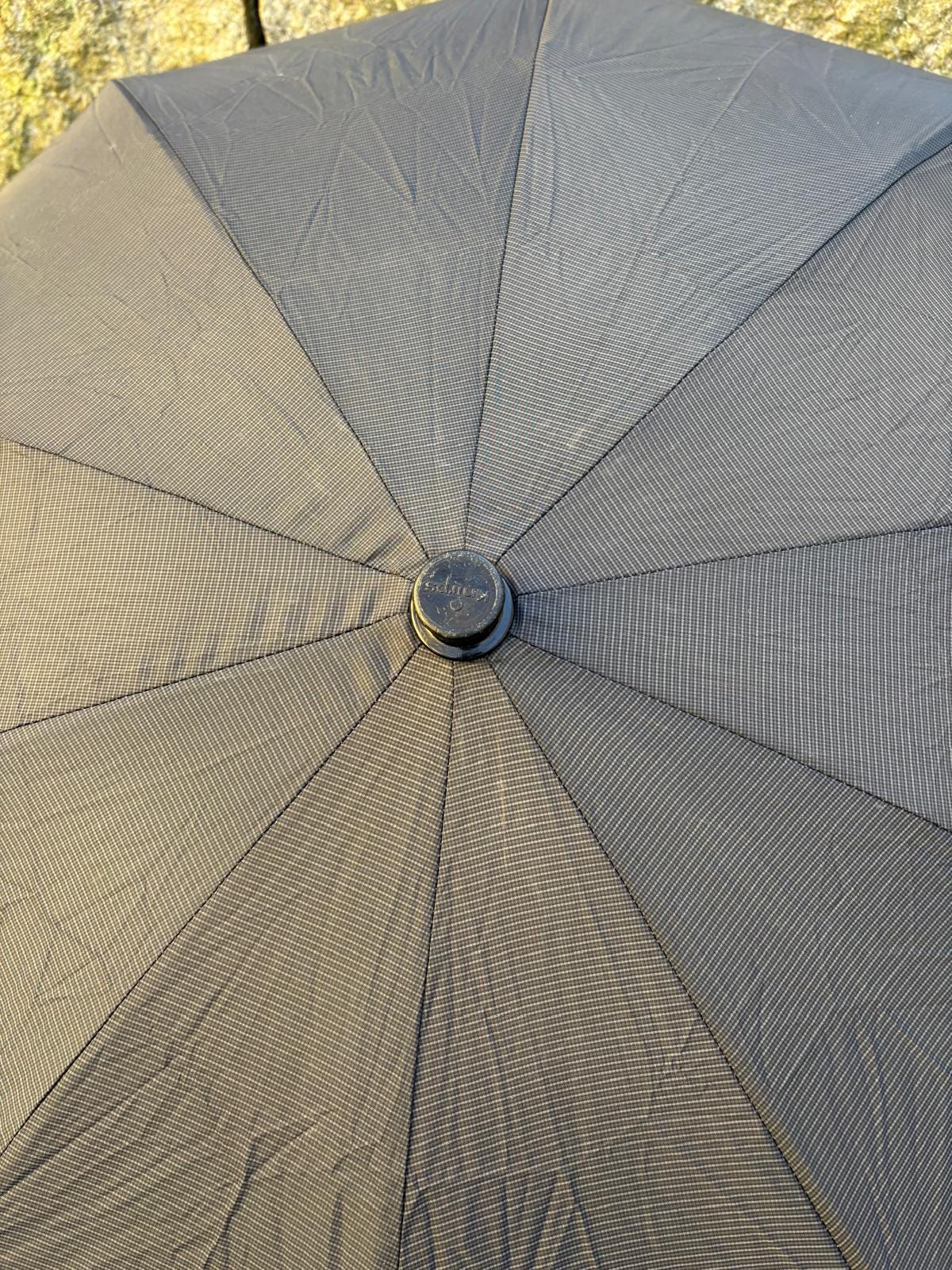 Vintage Sonnenschirm von Knirps schwarz mit Kunstlederhülle