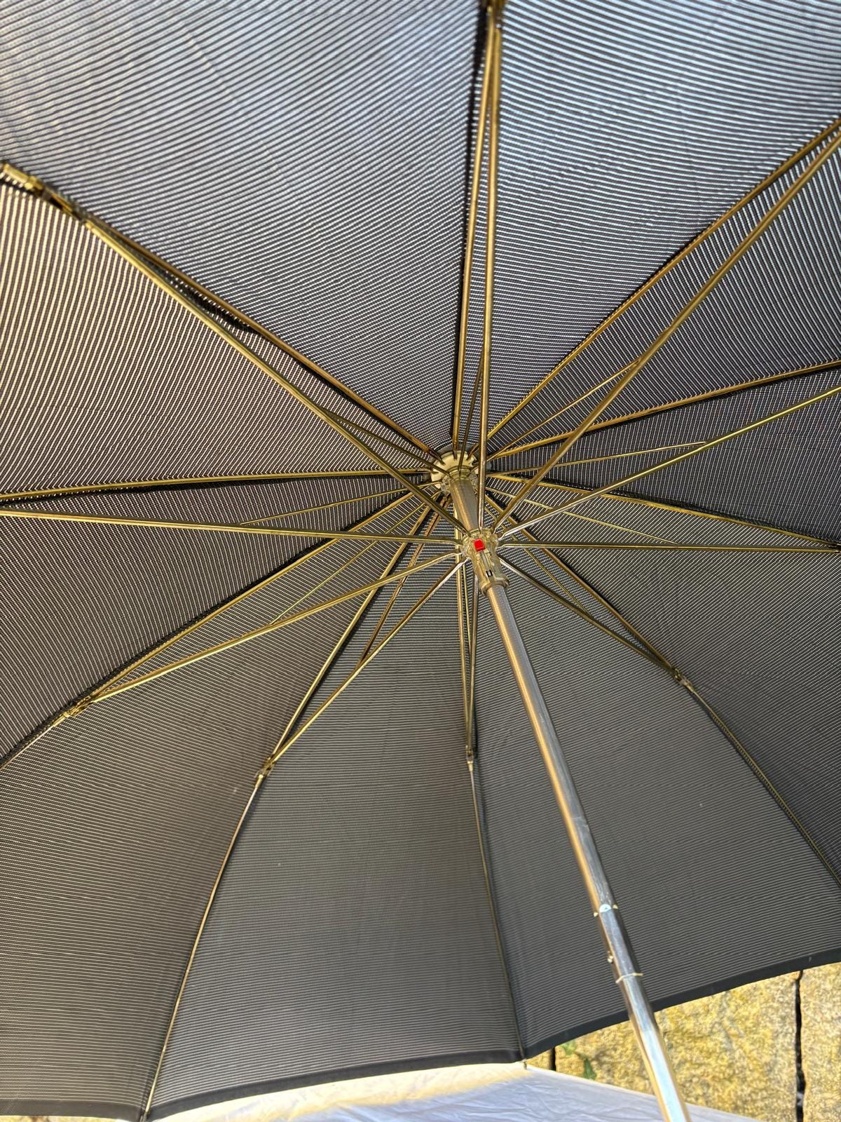 Vintage Sonnenschirm von Knirps schwarz mit Kunstlederhülle