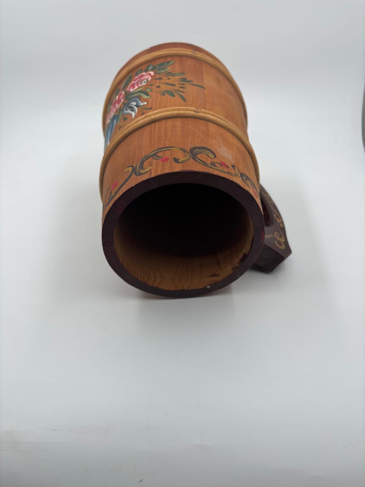 Vintage Bierkrug handbemalt mit Blumen Dekor 25cm hoch