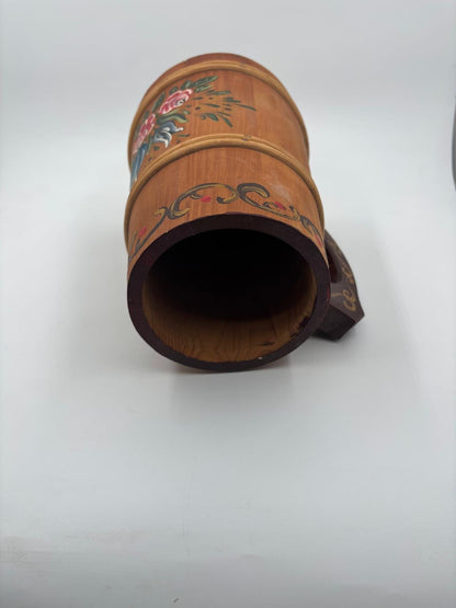 Vintage Bierkrug handbemalt mit Blumen Dekor 25cm hoch