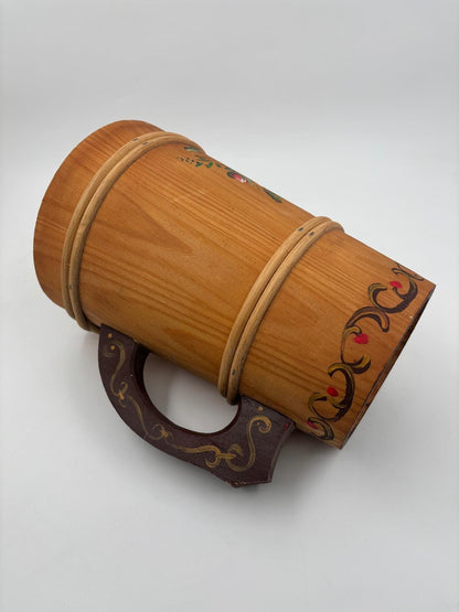 Vintage Bierkrug handbemalt mit Blumen Dekor 25cm hoch