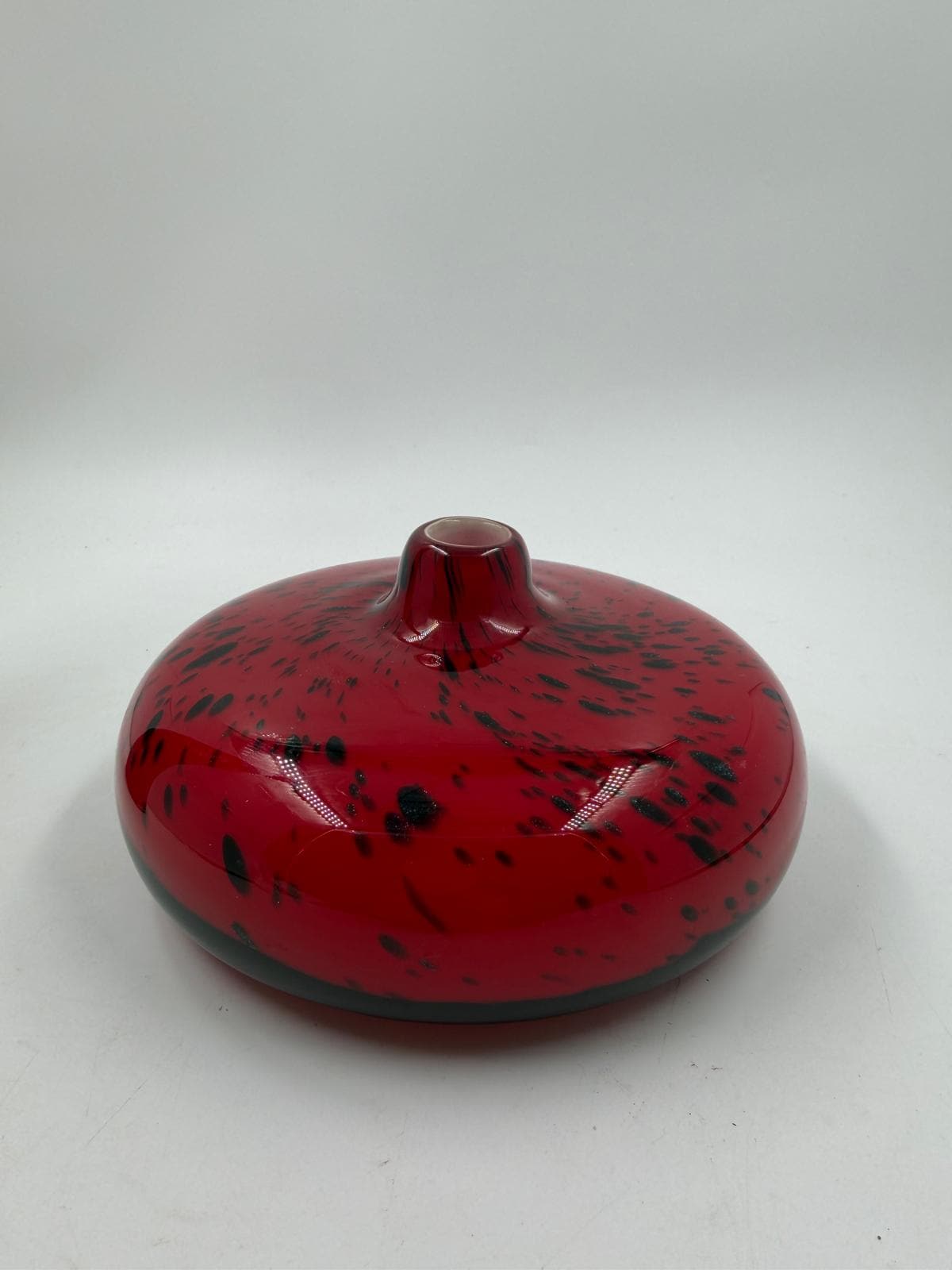 Vintage Vase Set von 2 Murano Glas von Murano Vintage Deko Rot mit schwarzen Akzenten