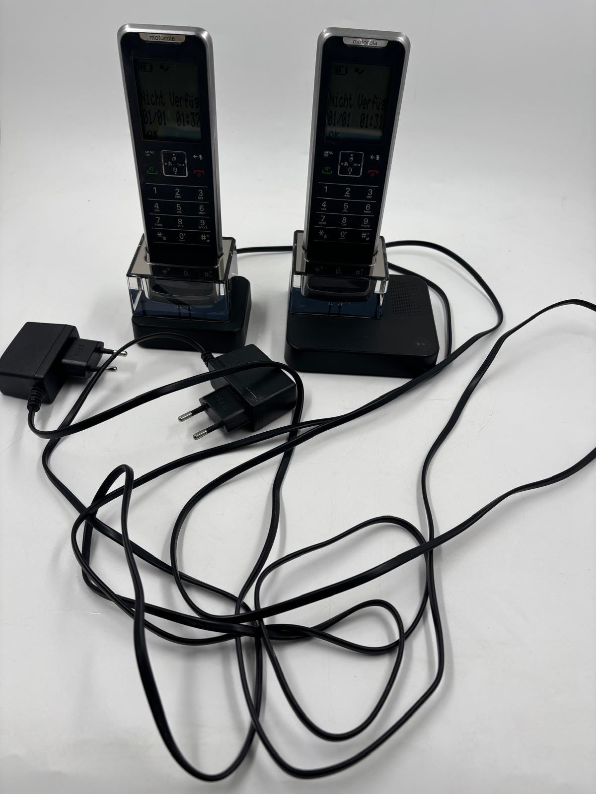 Vintage Schnurlostelefon IT.6.2TX von Motorola mit Anrufbeantworter und 2 Mobilteilen