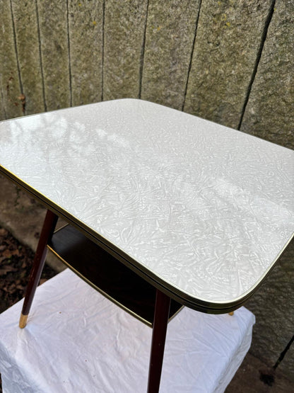 Vintage Beistelltisch Nierentisch drehbare Platte weiß Marmor-Optik von unbekannt