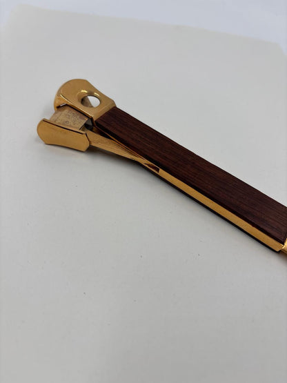 Vintage Zigarrenschneider goldfarben mit Holzeinlage