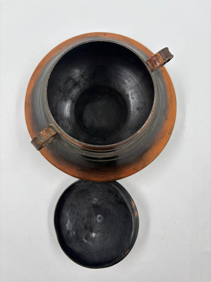 Vintage Schale mit Deckel Kupfer Patina von Pre-Loved