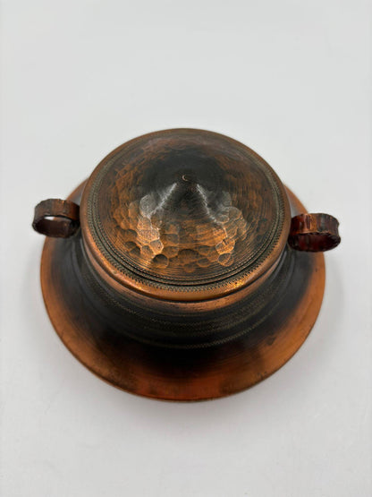 Vintage Schale mit Deckel Kupfer Patina von Pre-Loved