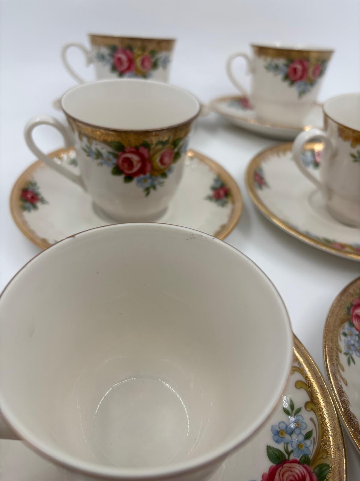 Vintage Kaffeeservice Set von 6 von Winterling mit Rosen und Golddekor