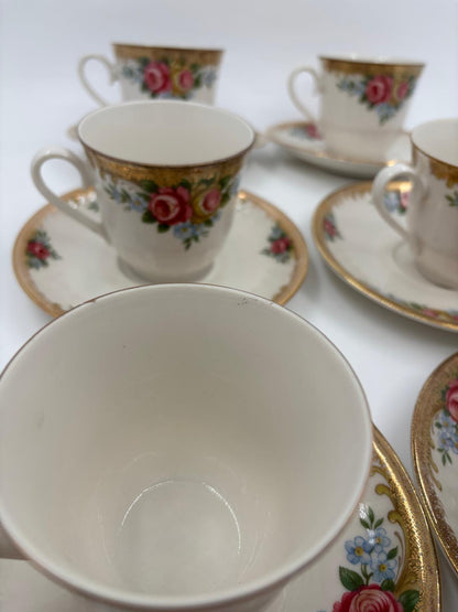 Vintage Kaffeeservice Set von 6 von Winterling mit Rosen und Golddekor